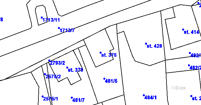 Parcela st. 375 v KÚ Velký Šenov, Katastrální mapa