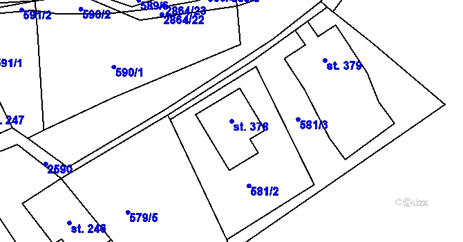 Parcela st. 378 v KÚ Velký Šenov, Katastrální mapa