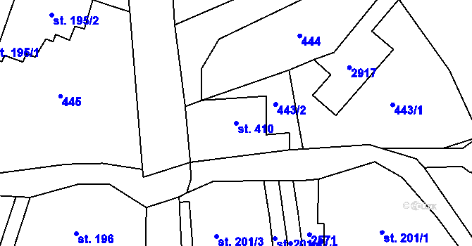 Parcela st. 410 v KÚ Velký Šenov, Katastrální mapa