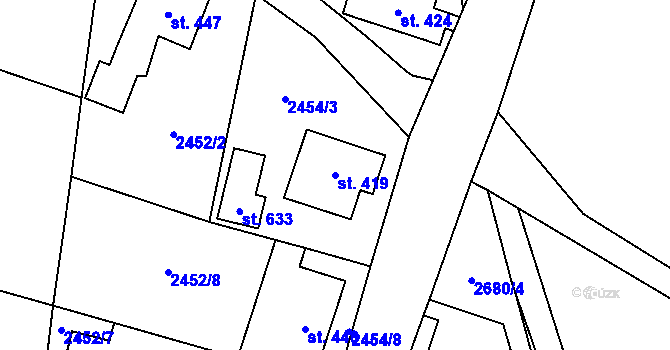 Parcela st. 419 v KÚ Velký Šenov, Katastrální mapa