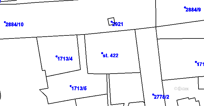 Parcela st. 422 v KÚ Velký Šenov, Katastrální mapa