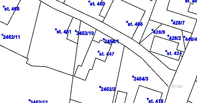Parcela st. 447 v KÚ Velký Šenov, Katastrální mapa