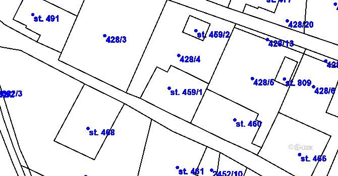 Parcela st. 459/1 v KÚ Velký Šenov, Katastrální mapa
