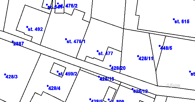 Parcela st. 477 v KÚ Velký Šenov, Katastrální mapa