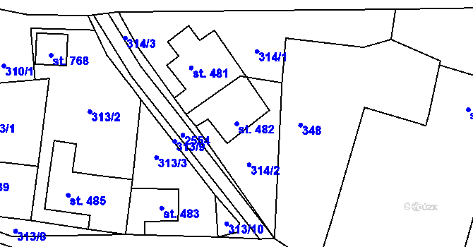 Parcela st. 482 v KÚ Velký Šenov, Katastrální mapa