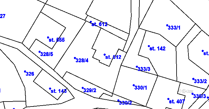 Parcela st. 512 v KÚ Velký Šenov, Katastrální mapa