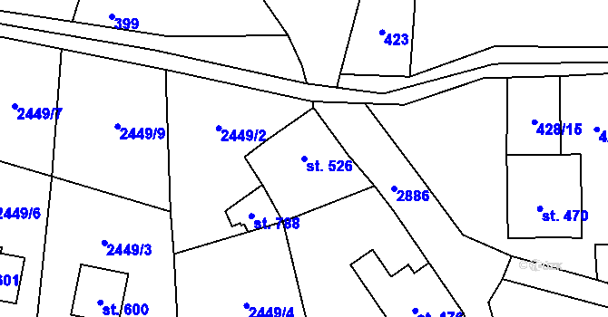 Parcela st. 526 v KÚ Velký Šenov, Katastrální mapa