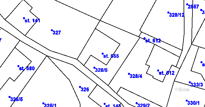 Parcela st. 555 v KÚ Velký Šenov, Katastrální mapa