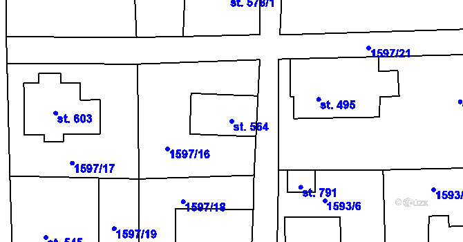 Parcela st. 564 v KÚ Velký Šenov, Katastrální mapa