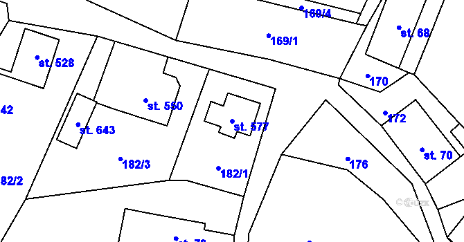 Parcela st. 577 v KÚ Velký Šenov, Katastrální mapa