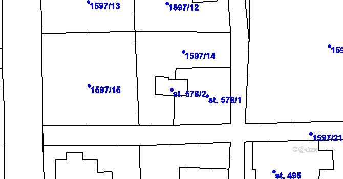 Parcela st. 578/2 v KÚ Velký Šenov, Katastrální mapa