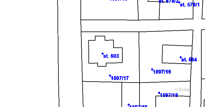 Parcela st. 603 v KÚ Velký Šenov, Katastrální mapa