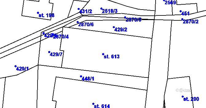 Parcela st. 613 v KÚ Velký Šenov, Katastrální mapa