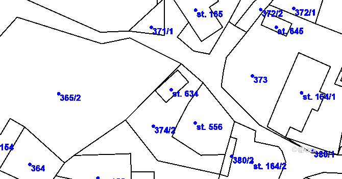 Parcela st. 634 v KÚ Velký Šenov, Katastrální mapa