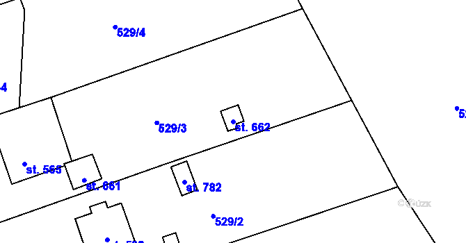 Parcela st. 662 v KÚ Velký Šenov, Katastrální mapa