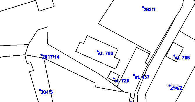 Parcela st. 700 v KÚ Velký Šenov, Katastrální mapa