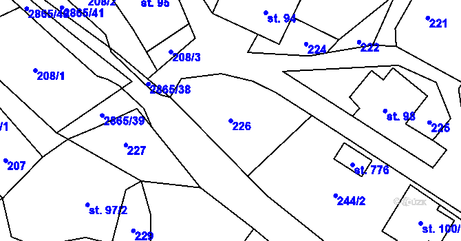 Parcela st. 226 v KÚ Velký Šenov, Katastrální mapa