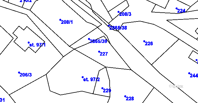 Parcela st. 227 v KÚ Velký Šenov, Katastrální mapa