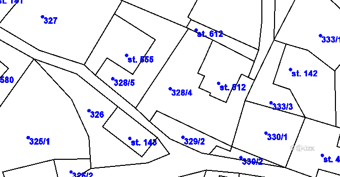 Parcela st. 328/4 v KÚ Velký Šenov, Katastrální mapa