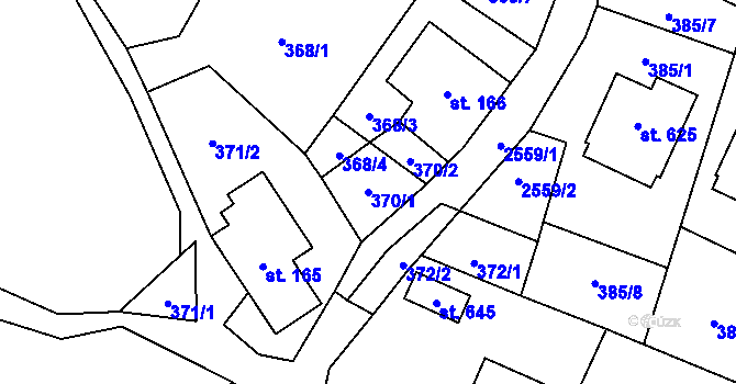 Parcela st. 370/1 v KÚ Velký Šenov, Katastrální mapa
