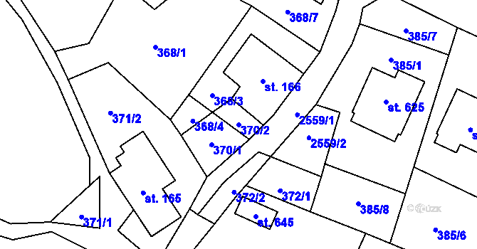 Parcela st. 370/2 v KÚ Velký Šenov, Katastrální mapa