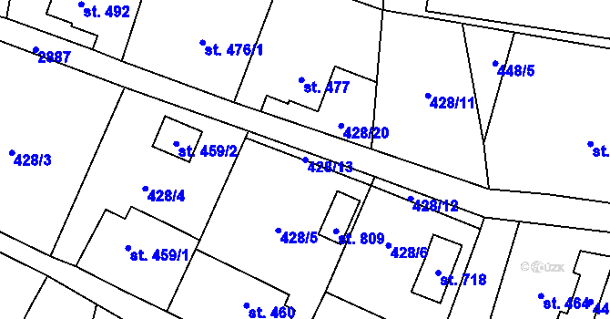Parcela st. 428/13 v KÚ Velký Šenov, Katastrální mapa