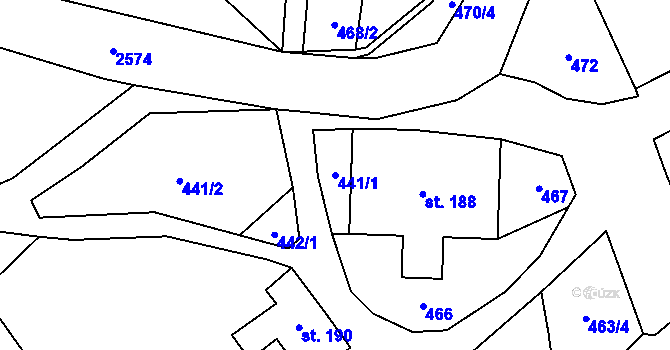 Parcela st. 441/1 v KÚ Velký Šenov, Katastrální mapa