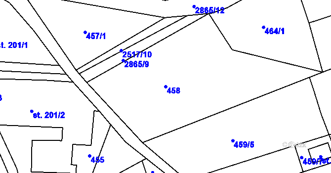 Parcela st. 458 v KÚ Velký Šenov, Katastrální mapa