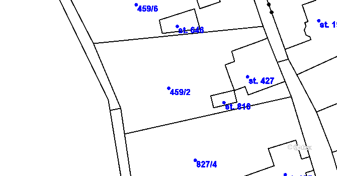 Parcela st. 459/2 v KÚ Velký Šenov, Katastrální mapa