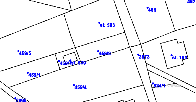 Parcela st. 459/8 v KÚ Velký Šenov, Katastrální mapa