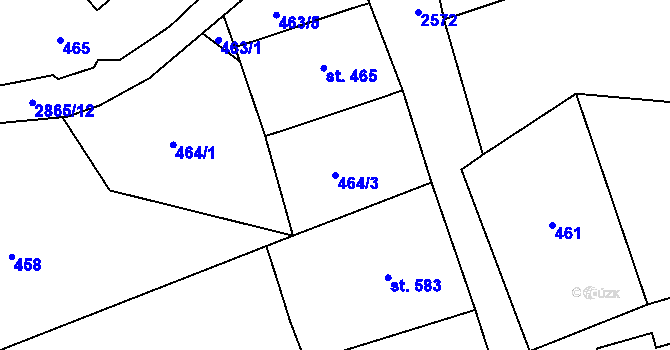 Parcela st. 464/3 v KÚ Velký Šenov, Katastrální mapa