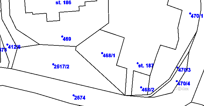 Parcela st. 468/1 v KÚ Velký Šenov, Katastrální mapa