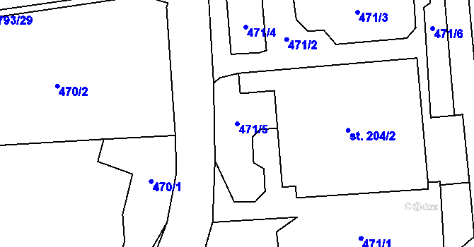 Parcela st. 471/5 v KÚ Velký Šenov, Katastrální mapa