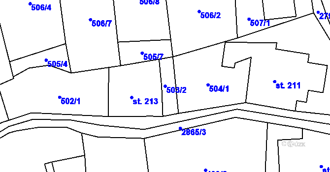 Parcela st. 503/2 v KÚ Velký Šenov, Katastrální mapa