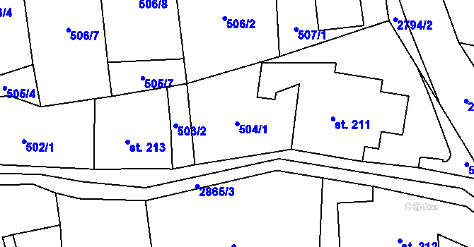 Parcela st. 504/1 v KÚ Velký Šenov, Katastrální mapa