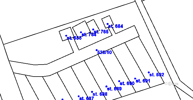 Parcela st. 528/10 v KÚ Velký Šenov, Katastrální mapa