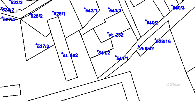 Parcela st. 541/2 v KÚ Velký Šenov, Katastrální mapa