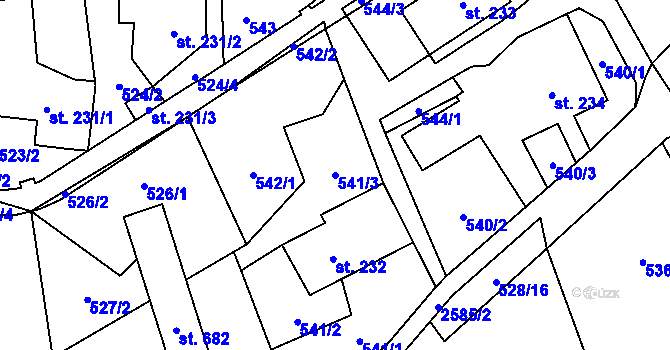 Parcela st. 541/3 v KÚ Velký Šenov, Katastrální mapa