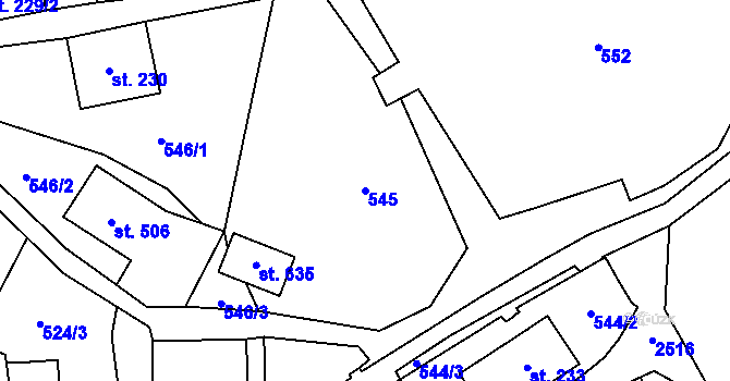 Parcela st. 545 v KÚ Velký Šenov, Katastrální mapa