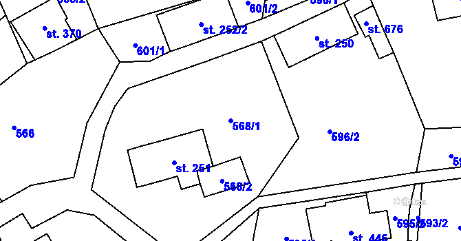 Parcela st. 568/1 v KÚ Velký Šenov, Katastrální mapa