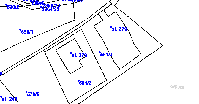Parcela st. 581/3 v KÚ Velký Šenov, Katastrální mapa
