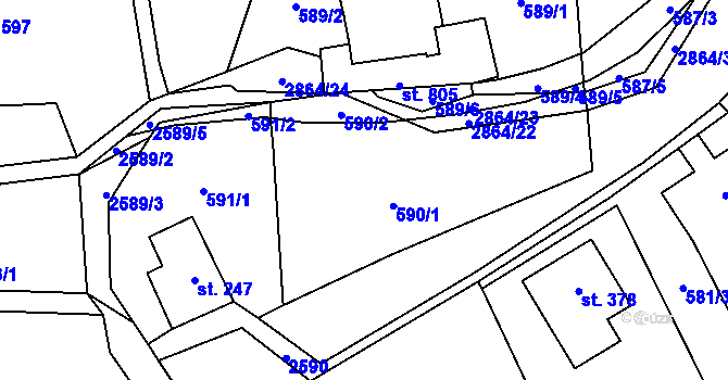 Parcela st. 590 v KÚ Velký Šenov, Katastrální mapa