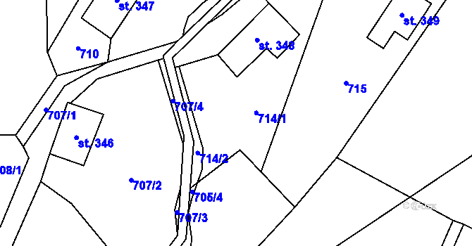 Parcela st. 714 v KÚ Velký Šenov, Katastrální mapa