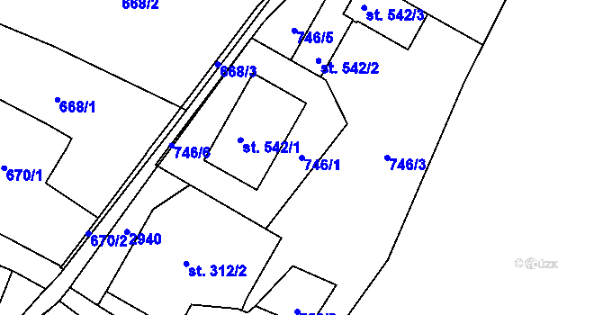 Parcela st. 746/1 v KÚ Velký Šenov, Katastrální mapa