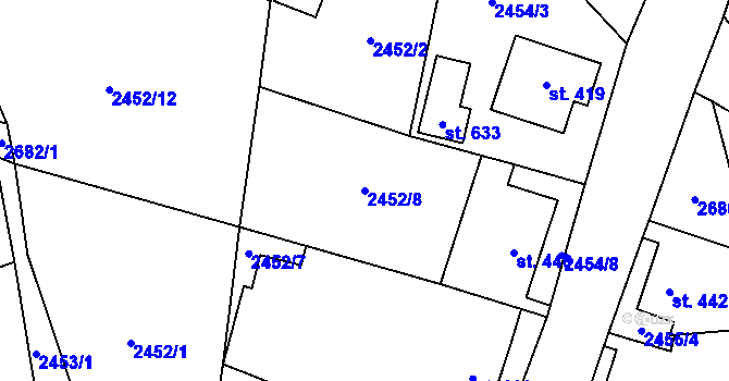 Parcela st. 2452/8 v KÚ Velký Šenov, Katastrální mapa