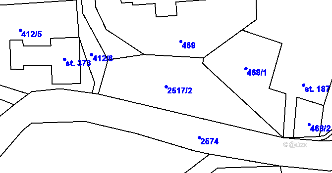 Parcela st. 2517/2 v KÚ Velký Šenov, Katastrální mapa