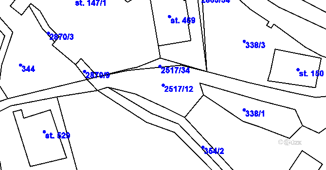 Parcela st. 2517/12 v KÚ Velký Šenov, Katastrální mapa