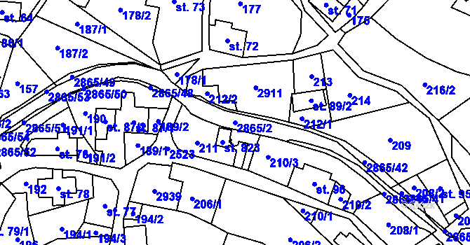 Parcela st. 2865/2 v KÚ Velký Šenov, Katastrální mapa