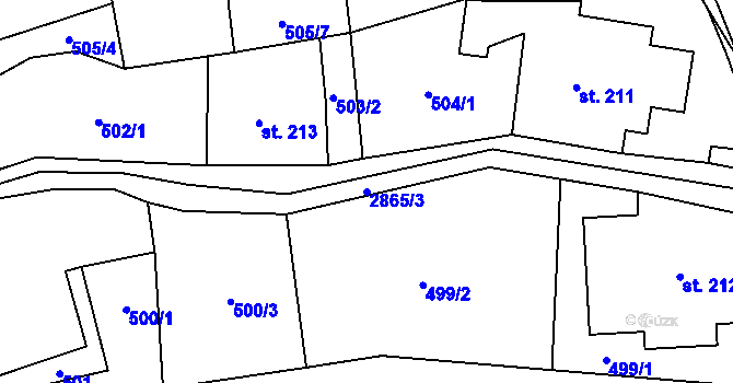 Parcela st. 2865/3 v KÚ Velký Šenov, Katastrální mapa