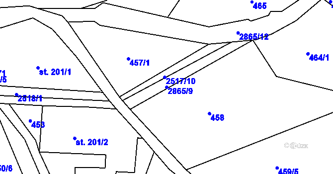 Parcela st. 2865/9 v KÚ Velký Šenov, Katastrální mapa